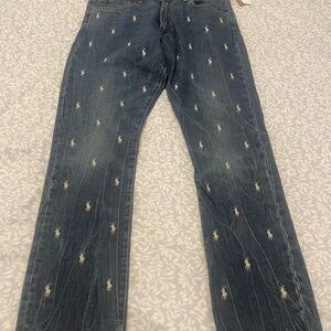 NWT Polo Ralph Lauren The Sullivan Slim All Over Pony Blue Jeans Mens Size 36x34
